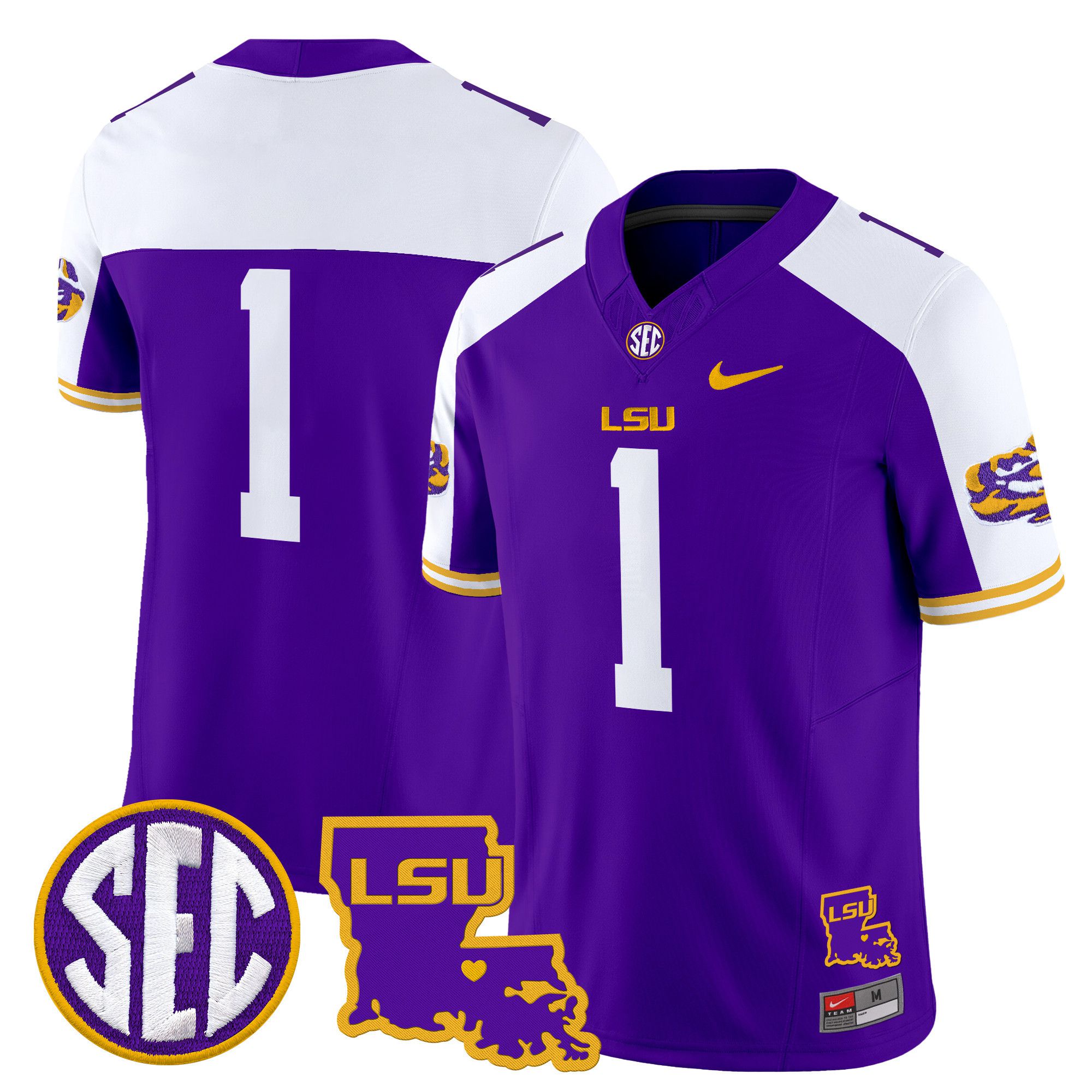 Men LSU Tigers #1 No Name Purple 2024 Nike Louisiana Patch Vapor Limited NCAA Jersey->indianapolis colts->NFL Jersey